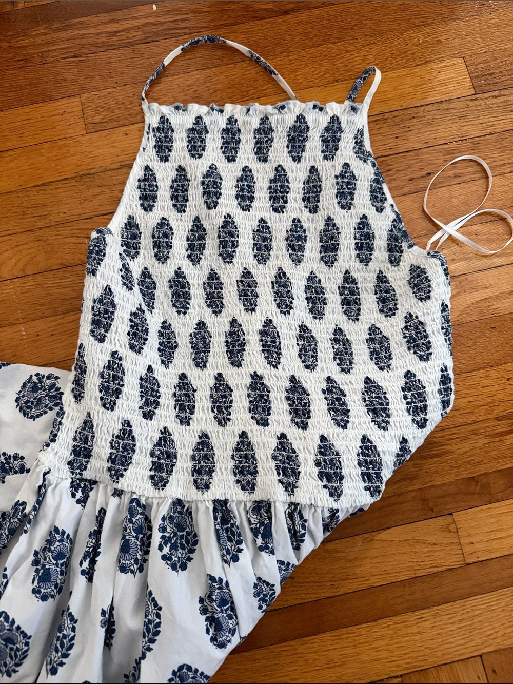 J.Crew White Maxi Dress with Navy Floral Print - Picture 5 of 5